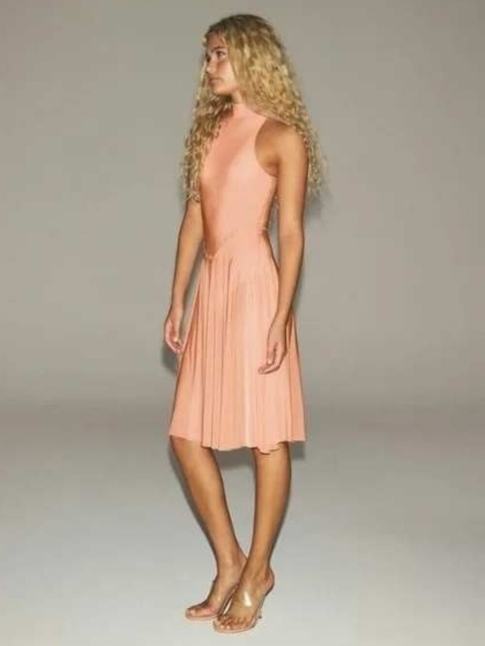 NWT SKIMS MILKY SHEER HIGH NECK MIDI DRESS DESERT CLAY
